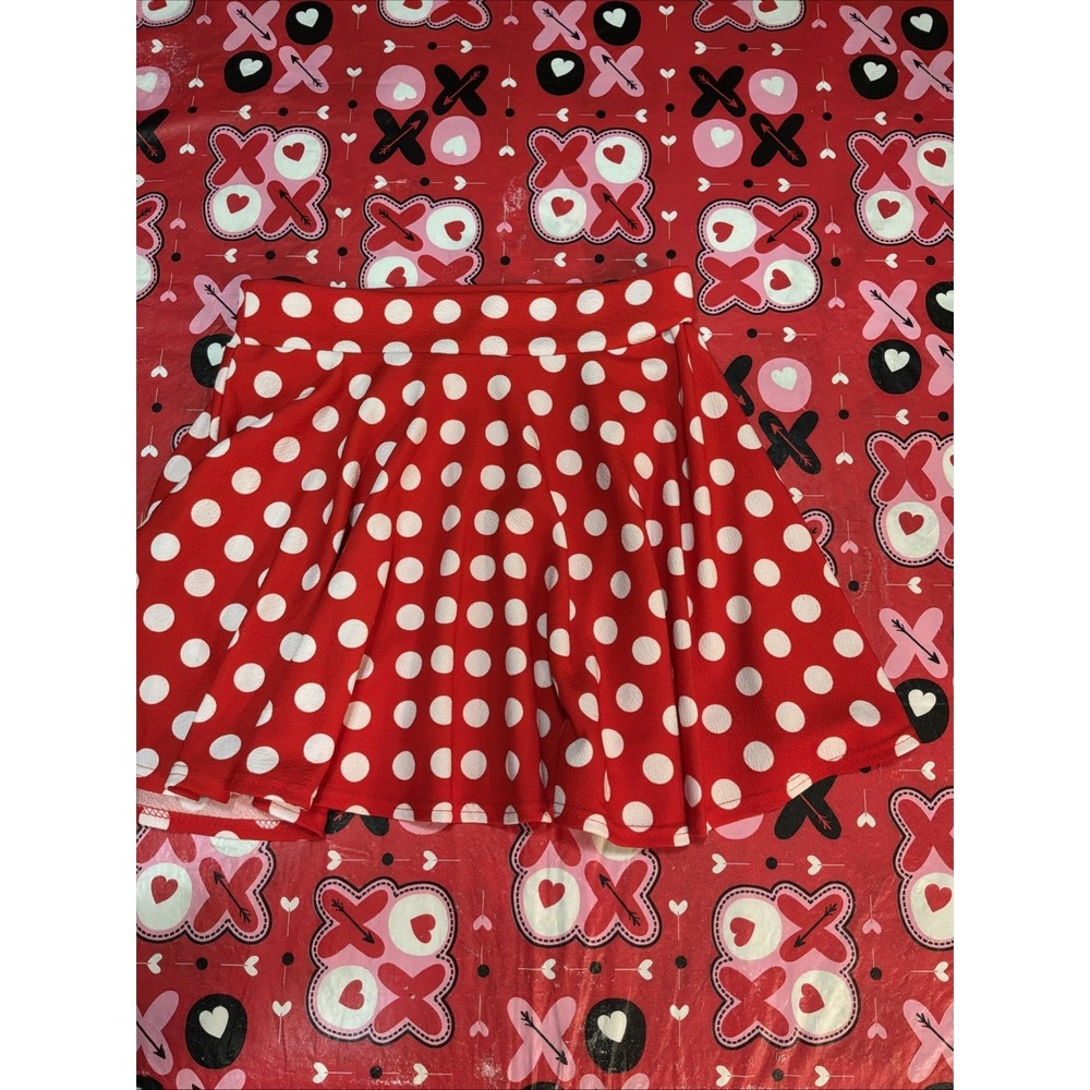 Urban CoCo Women's Red‎ Polkadot Stretchy Flared Mini Skater Skirt M Rockabilly